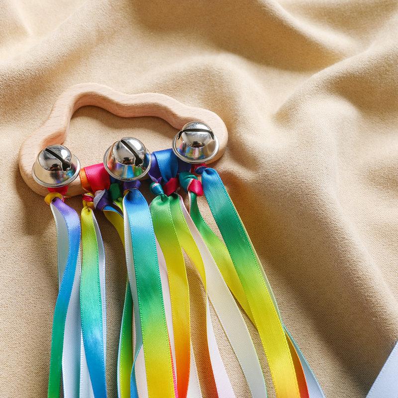 Sensory Toy Non-Toxic Baby Ribbon Ring Newborns Develop Color Recognition Sensory Toy