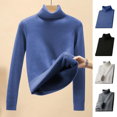 Herbst-Winter-Pullover für Herren, halbhoher Kragen, dickes Plüschfutter, elastische lange Ärmel, warme, einfarbige Strickwaren, lockere Pullover für den Alltag