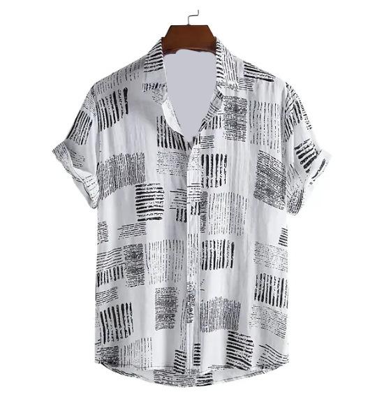 Stylish short-sleeve polka dot shirt, trendy gradient design for casual wear.