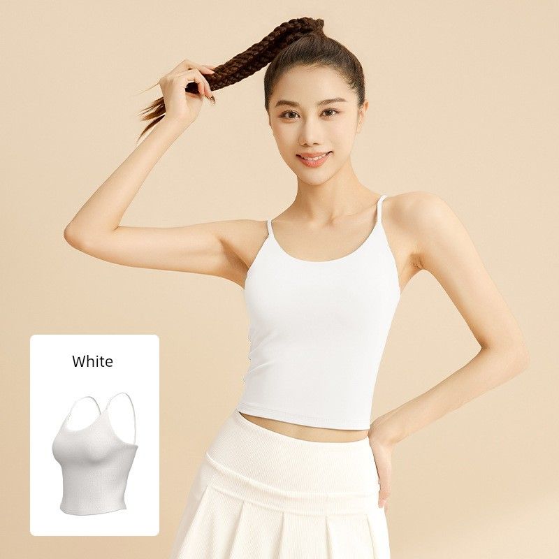 

Новое поступление Цельный бюстгальтер для йоги с красивой спинкой, беспроводной, на бретелях-спагетти, с фиксированными чашечками-пуш-ап, повседневный, для бега и тренировок, жилет, женский, летний White S