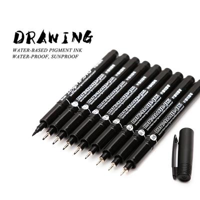 9 Teile/satz Schwarz Pigma Liner Stift Zeichnung Faser Nadeln Fineliner Waterpfoof Pinsel Stift Skizze Stift Für Designer Architekten Künstler Comics Büro