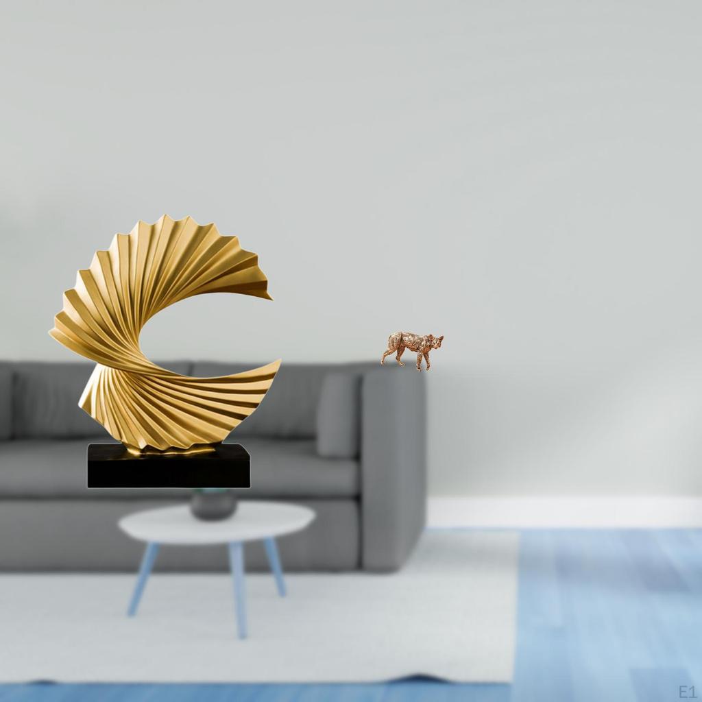 Wave Animal Brass Resin Figurine Abstract Sculpture Collectable Feng Shui Decor Antique Ornament for