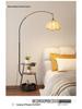 Antique-Style Floor Lamp with Integrated Coffee Table and Storage Rack