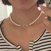 Imitation Pearl Heart Pendant Necklace - Women's Light Luxury Versatile Choker