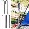 3Pcs L/Ushape Trampolines Rebars Stakes Galvanised Steel Ground Anchors Camping Tent Peg Landscape Garden Ground Stakes