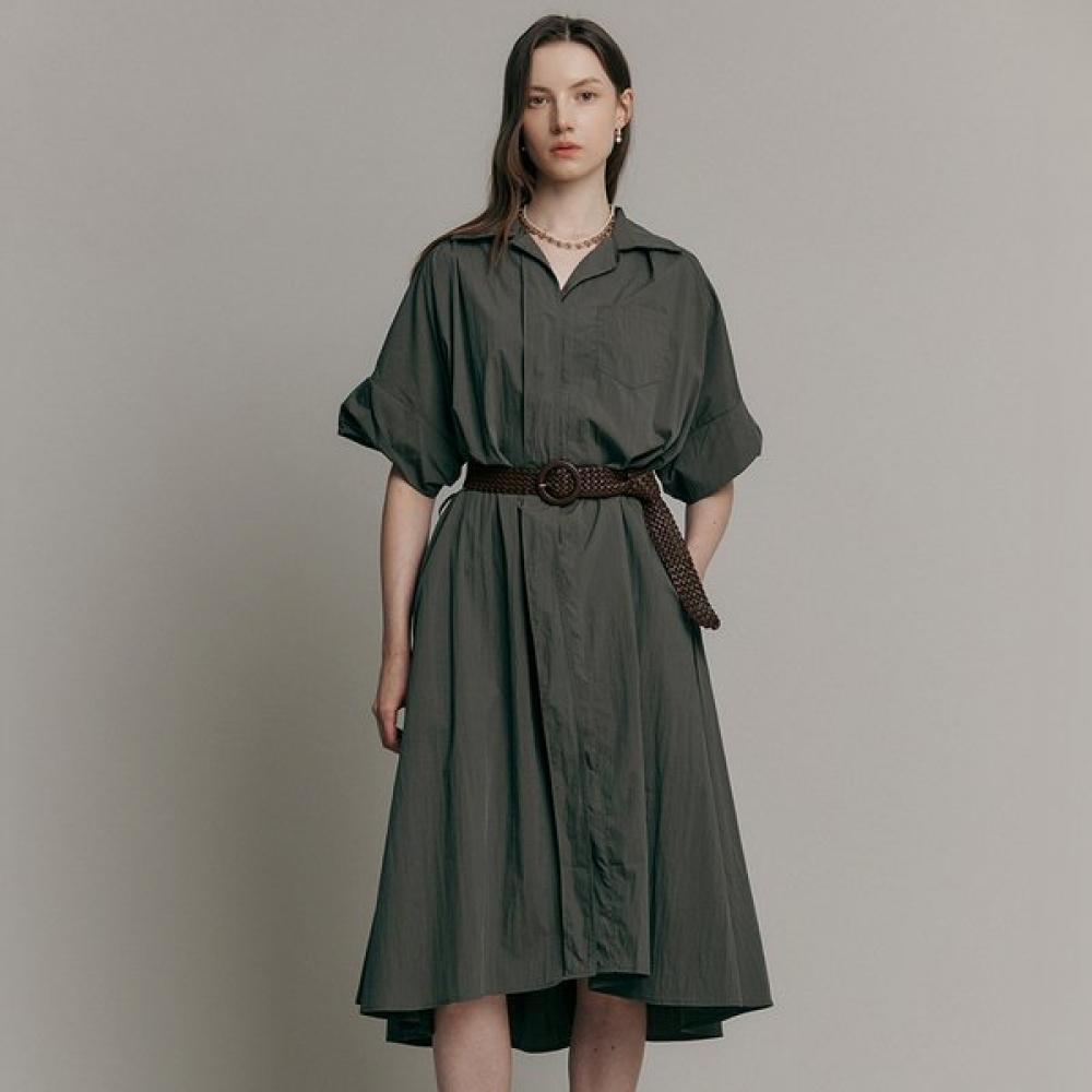 MAxzA Loose Fit A Line Dress With 2 Belts khAki Zc08qp502onkh Khaki/FREE