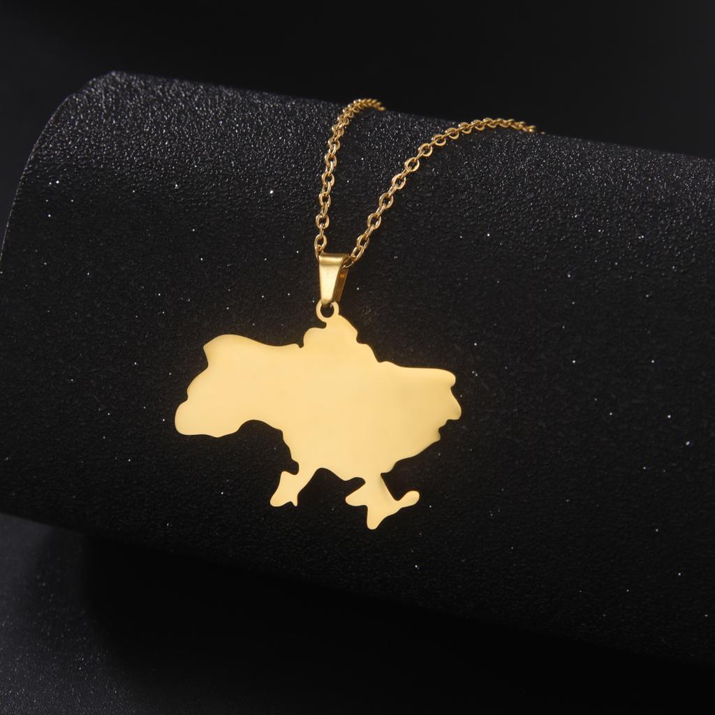 LIKGREAT Hollow Ukraine Map Pendant Necklace Trident National Symbols Of Ukraine Necklaces Flag Ukrainian Party Jewelry Gifts