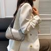 Trendy Small Square Shoulder Bag For Women In Black White Or Silver With Soft Pu Material
