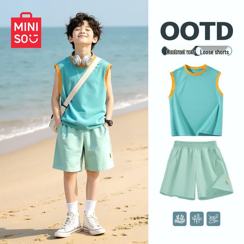 MINISO Boy's Color Block Quick-Dry Summer Sport Set