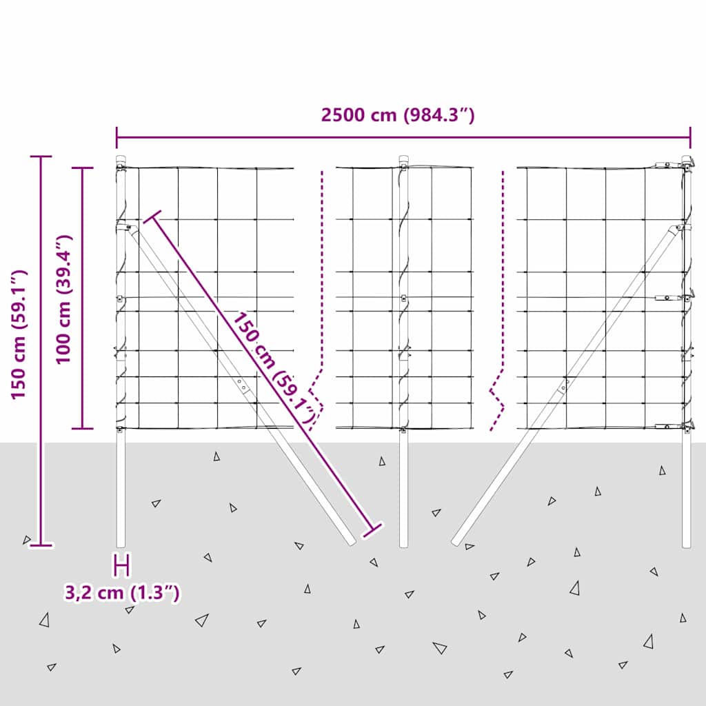 Ground Fix Welded Wire Fence 25 x 1 m (W x H)