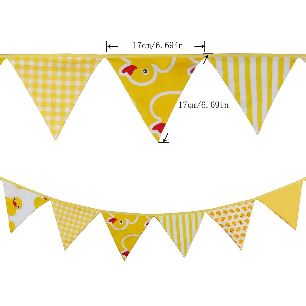 Kids' Yellow Duck Birthday Party Triangle Flag - Cotton Cloth Decoration for Children's Room or Kindergarten