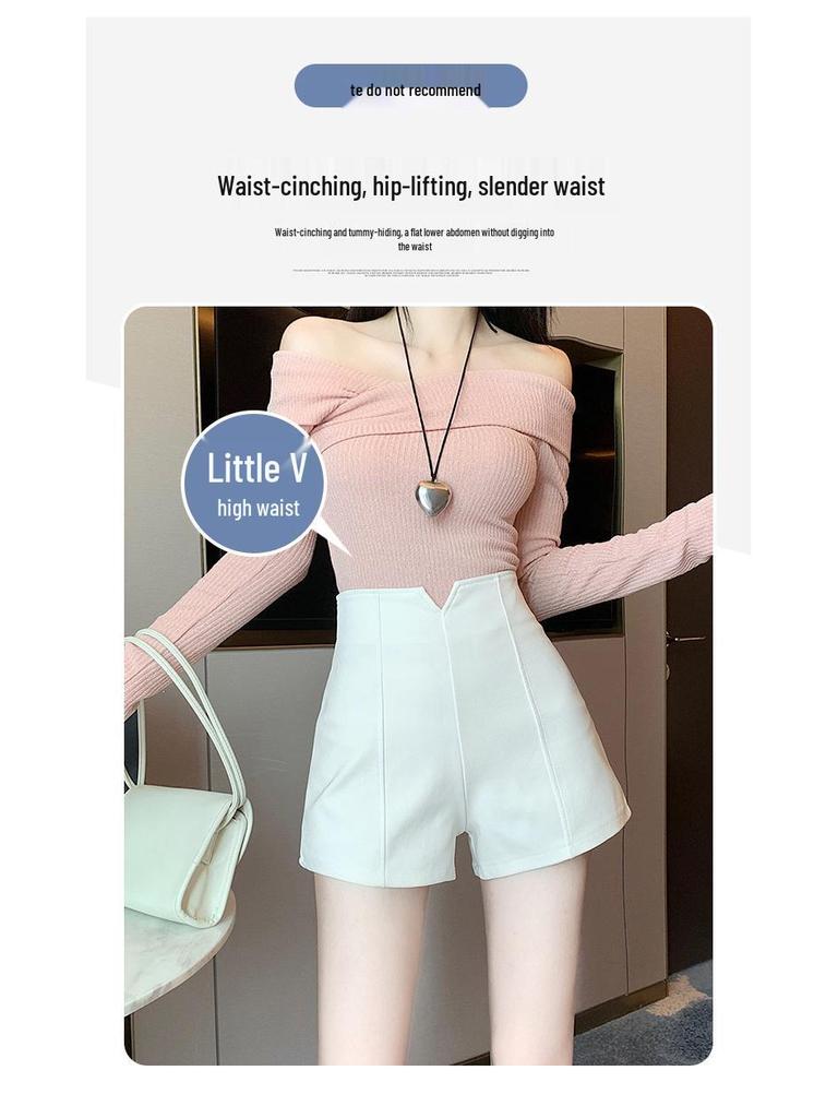 High-Waisted Black Slim-Fit Shorts 2024 Summer Women's Fashion