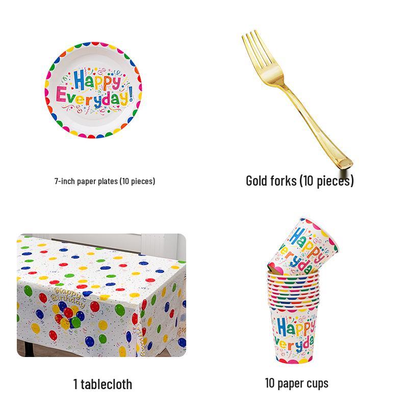 Disposable Party Supplies Set: Paper Plates and Cups for Birthdays and Weddings