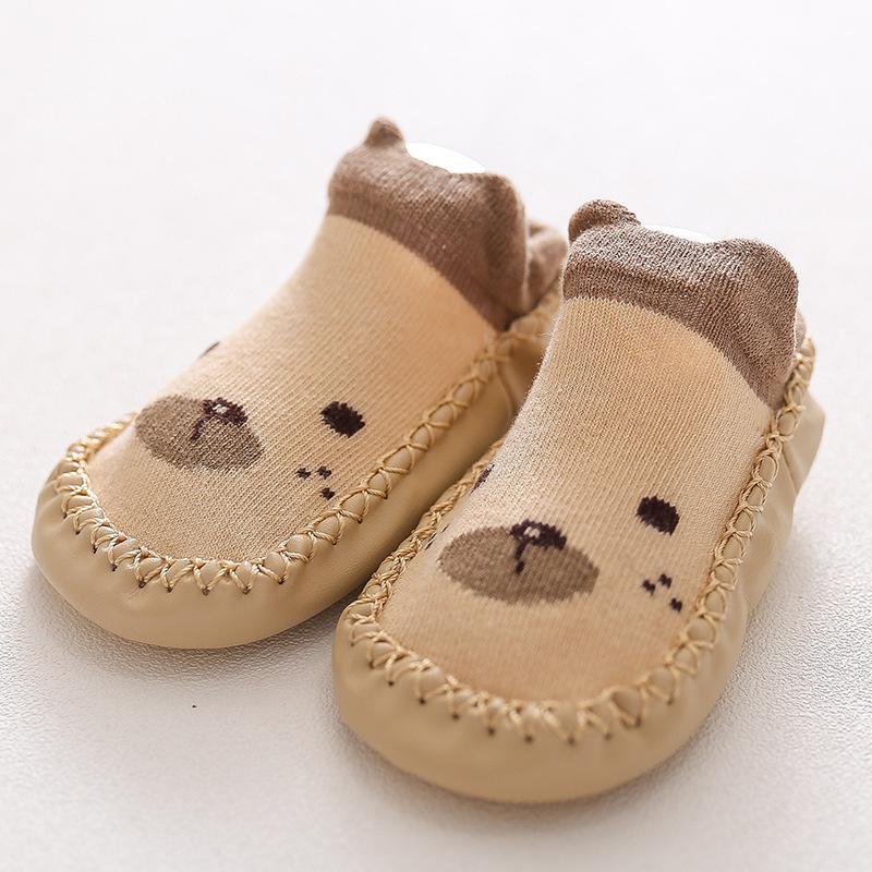 Fox Style Non-Slip Leather-Soled Toddler Floor Socks - Soft Baby Cartoon Shoe Socks
