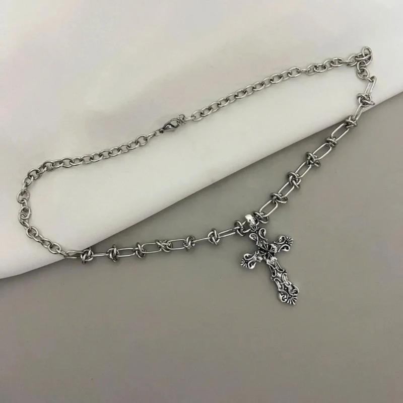 Gothic Dark Style Cross Pendant Necklace Rock Punk Goth Fashion Necklaces For Women Men Jewellery Design Mystical Gifts