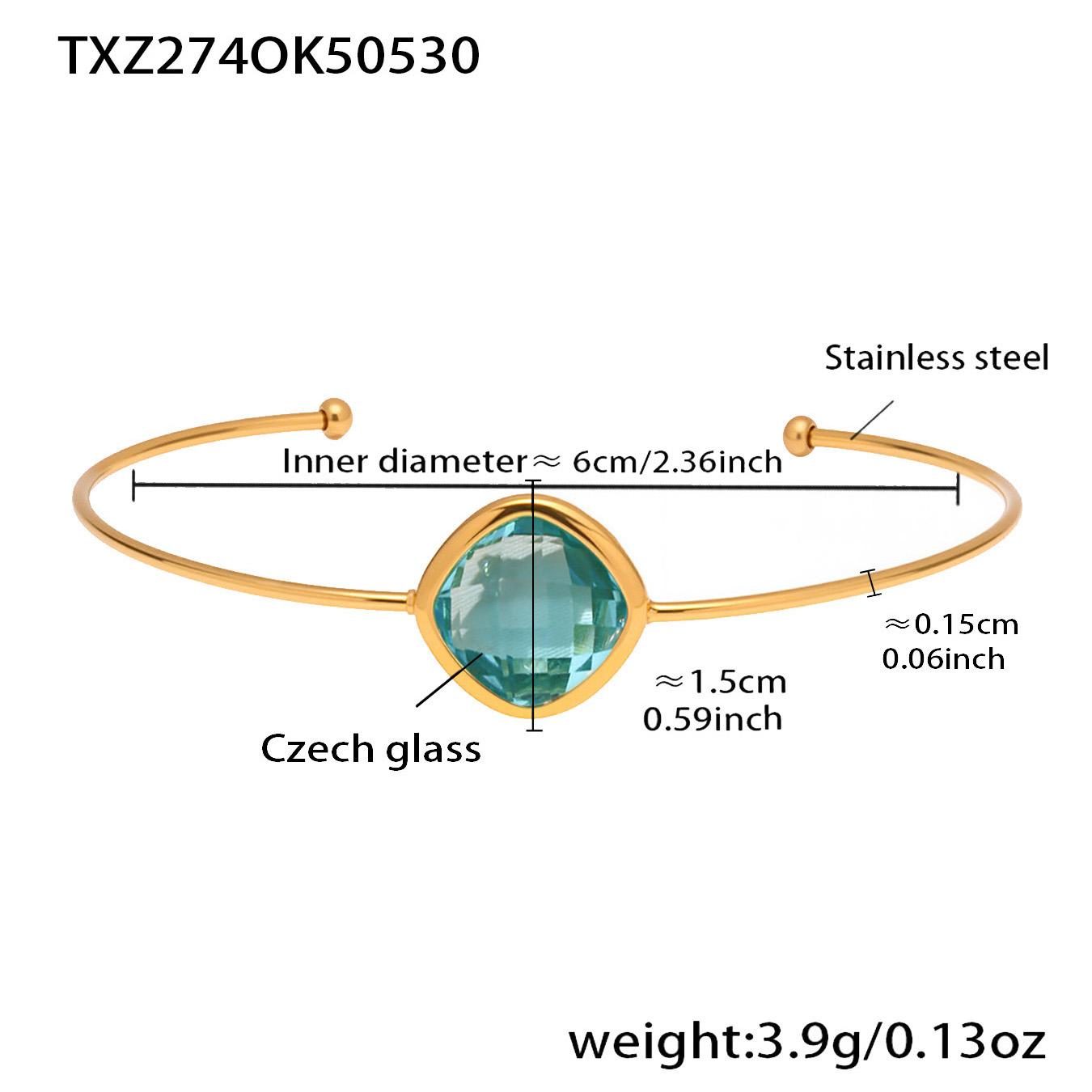 

Multiple Styles 316 Stainless Steel Bracelet Women s Colorful Glass Waterproof 18K Gold Plated Open Bangle Female Luxury Zircon