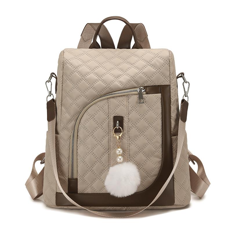 

Рюкзак с цветными блоками, женский рюкзак для поездок на работу и учебу, большой вместимости, дорожный рюкзак бежевый