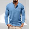 Men's  Shirts Long Sleeve Casual T-Shirts Cotton Button V Neck Tops