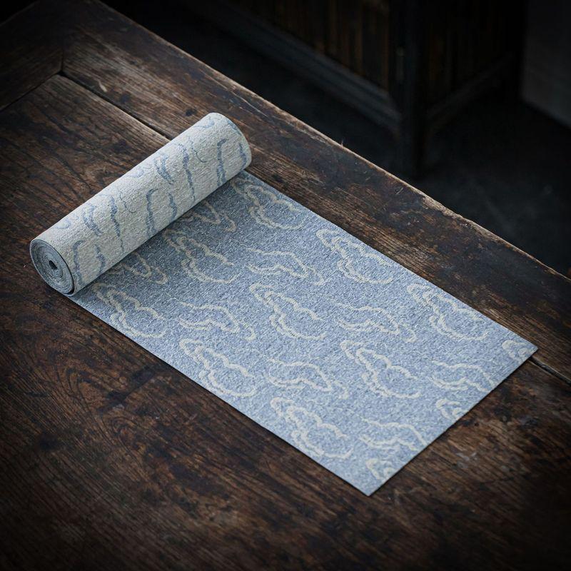 

Chinese Style Tea Mat Waterproof Dry Pour Seats Zen Fabrics Table Runner Tea Table Mat Tea Ceremony Japanese Style Tea Table Bench Tea Cloth Cushion Xiangyun light blue (20cm) 150cm long