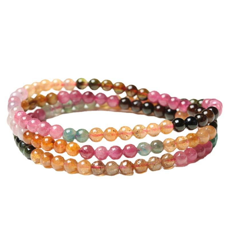Crystal Bracelet, Three-layer Tourmaline Bracelet, Multi-layered Bracelet for Women Fashionable Colorful Jewelry