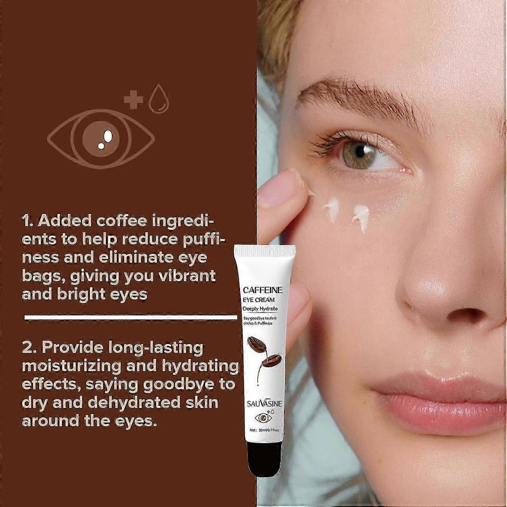 Anti-ageing Caffeine Eye Cream, Under Eye Cream with Caffeine & Hyaluronic Acid for Dark Circles and Puffiness, Hydrating Eye Cream for Dark Circles