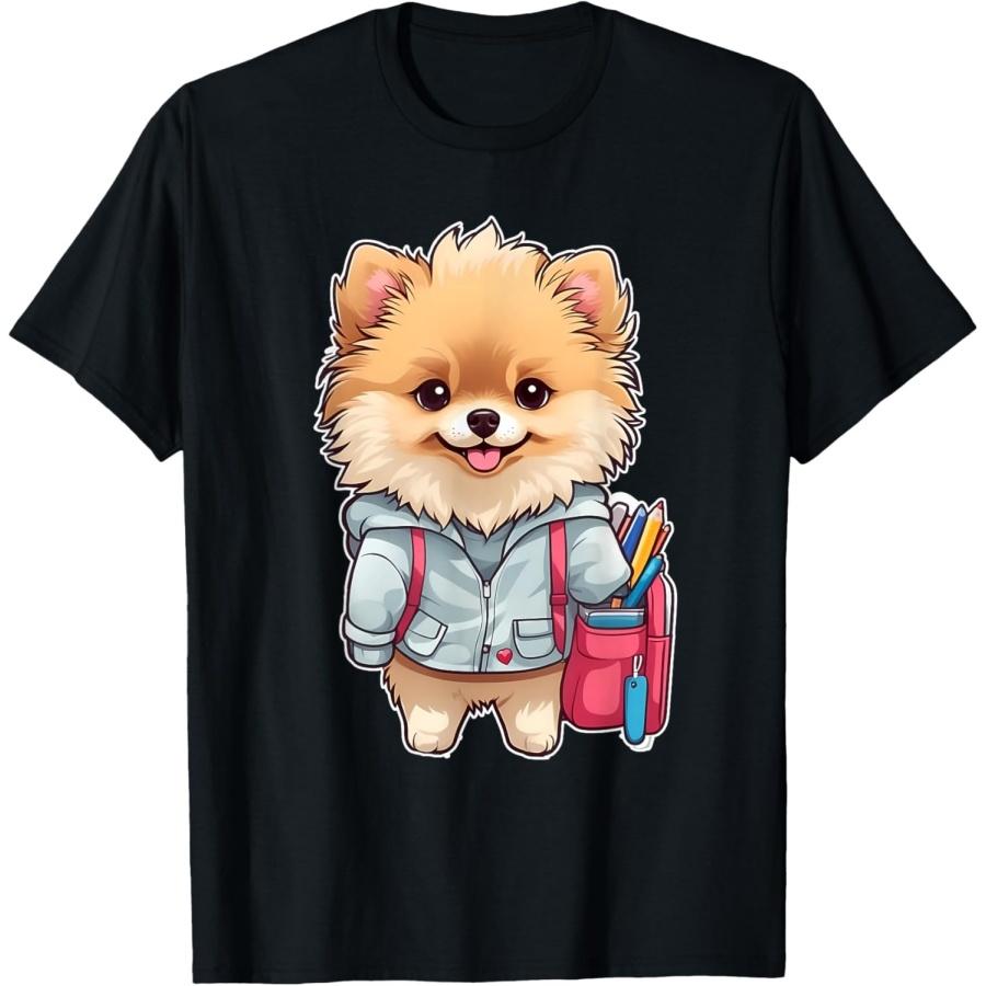 2024 Back to School Cute Pomeranian Dog First Kindergarten T-Shirt XXXXXL чёрный