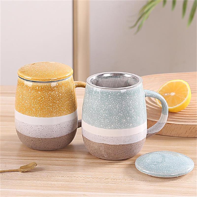 Japanese Ceramic Coffee Mugs with Lid Household Breakfast Office Afternoon Tea Tea Cup Breakfast Milk Mug Drinkware Water Cups