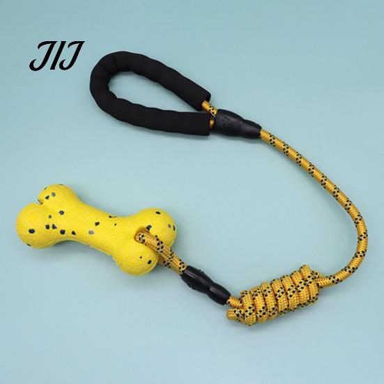Aggressive Chewer Bone Toys ETPU Dog Chew Toy, with Braided Rope, Foam Handle, Interactive Tug Toy Rope of War Pet Teeth Cleaning for Medium