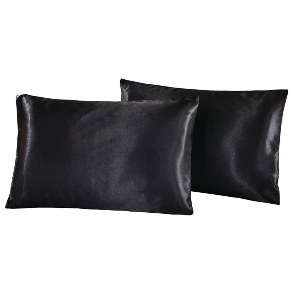 2Pcs Silk Satin Pillow Case Bedding Pillowcase Smooth Home with Envelope Closure Twin/Queen/King Size
