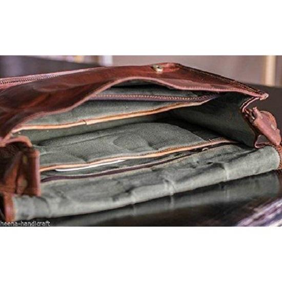 Men's Vintage Goat Hide Leather Messenger Shoulder Laptop Briefcase Satchel Bag