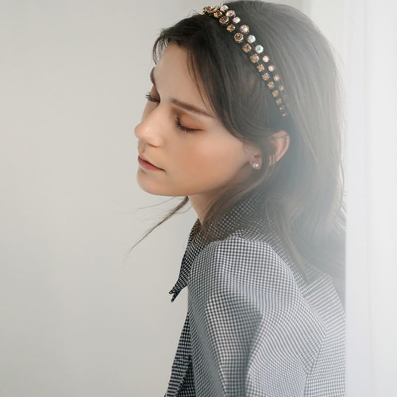 

LUDE Минималистичный хрустальный ободок для волос Smoke topaz