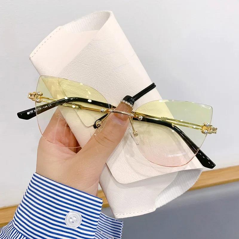 

Солнцезащитные очки без оправы «кошачий глаз» для женщин и мужчин, модные градиентные солнцезащитные очки с защитой от ультрафиолета UV400 Russian Federation