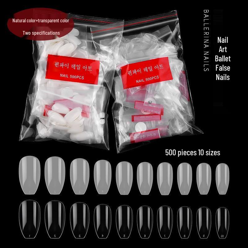 

Ballet Nail Salon Full Cover Transparent Natural False Nail Tips - 500 Pieces