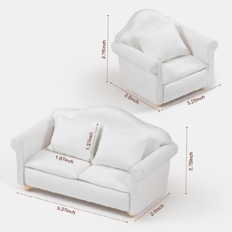 Dollhouses Living Room Furniture Couch Set for 1/12 Scale Realistic Home Decoration Crafting Project Accessories