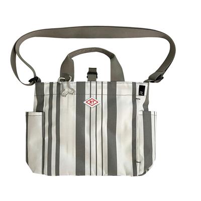 1128 1129 Tote Bag with Shoulder for Walking with Pets SN Square DOG BUDDY Gray [Rootote] (112903 Stripe)