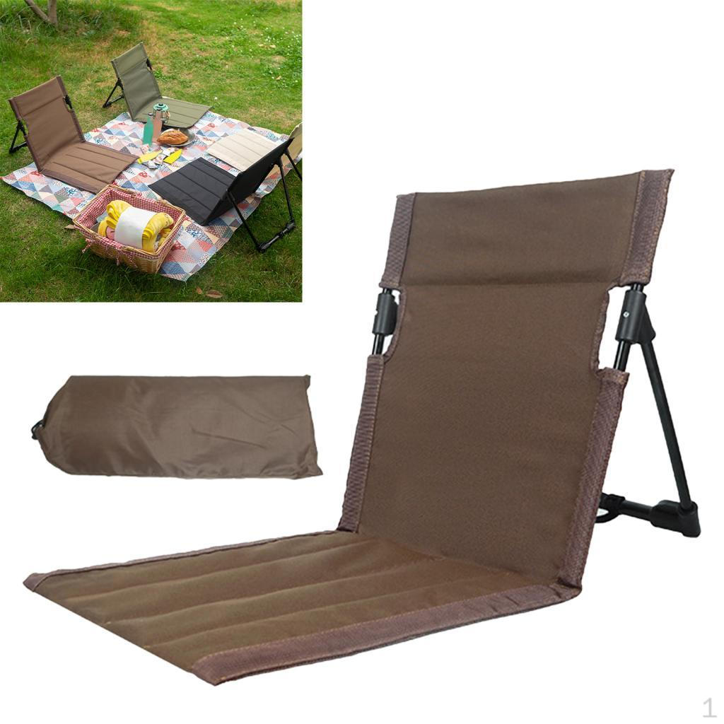 Beach Chair with Back Support Floor Storage Bag Foldable Stadium Seat