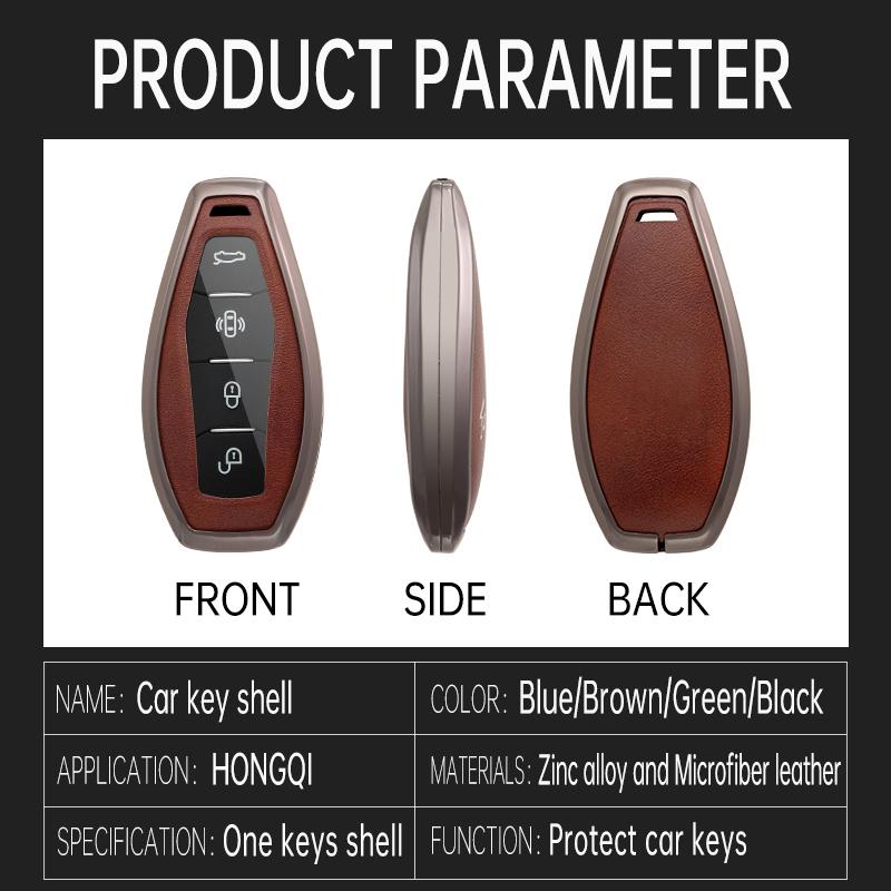 4 Buttons Zinc Alloy+ Leather Car Remote Key Case Cover Shell Fob For Faw Hongqi H5 Hongqi H5 Car Accessories