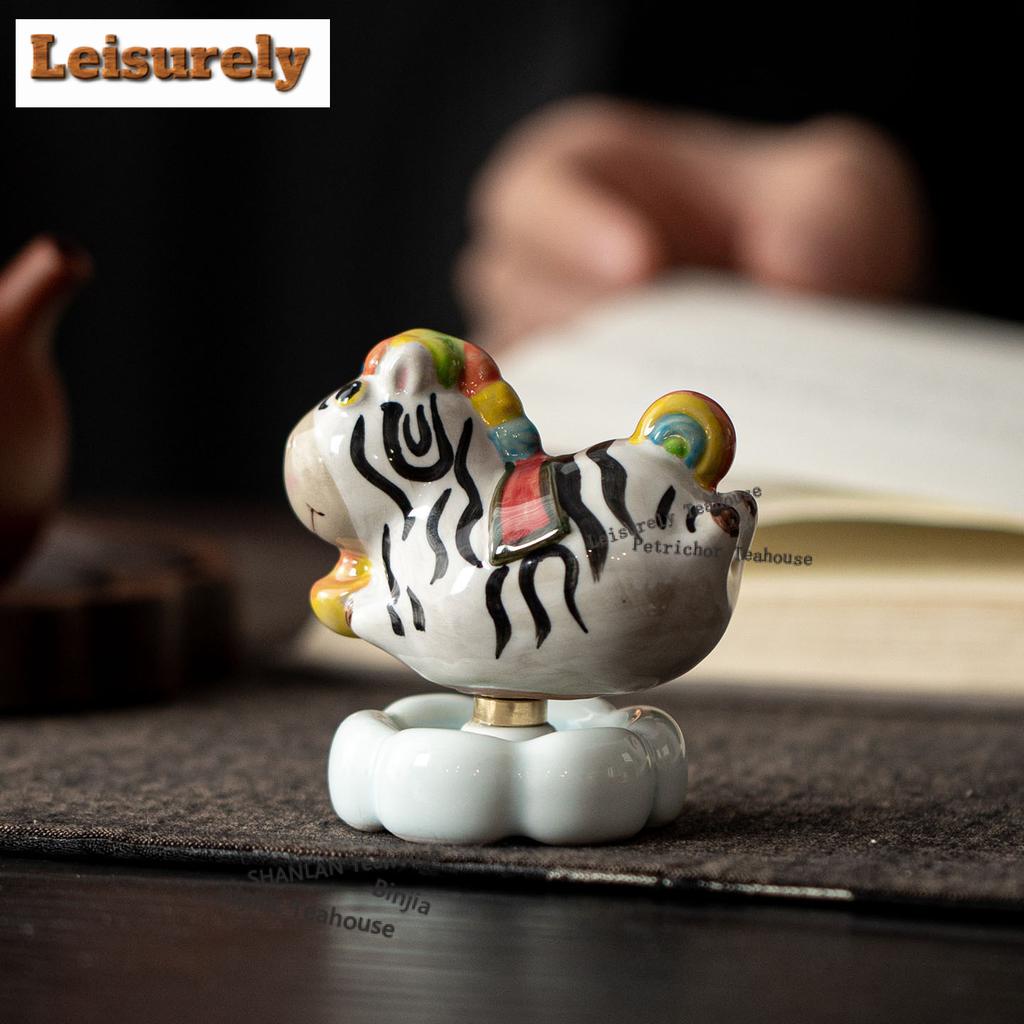 Little Zebra Rotating Tea Pet Creative Tea Spirit Tea Figurine Play Toys Tea Statue Ornaments Can Be Raised Supplies Gift Craft