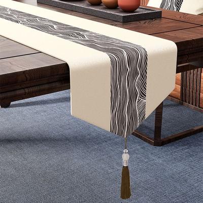 Noi mese chinezești Alerg de fire vopsite Jacquard Peisaj Steagul de masă Pictură cu cerneală alb-negru Față de masă decorativă ceai cu ciucuri