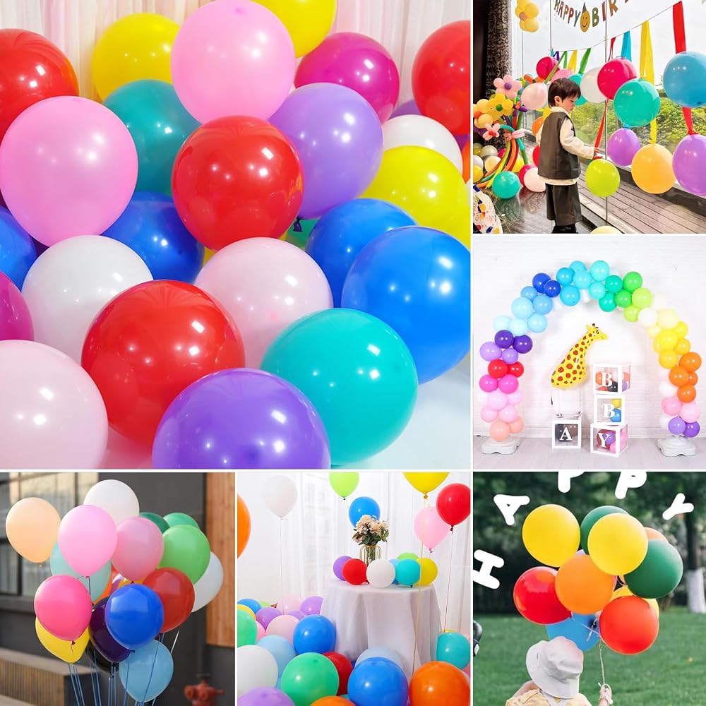 Sekat 10-Inch Multi-Colored Latex Balloons 100 Pcs - Thick Round Balloons for Parties and Events
