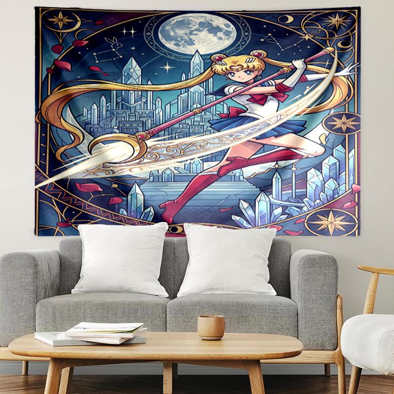 Sailor Moon Print Tapestry, Lightweight Wall Hanging, for Bedroom, Dorm, Living Room, Home Art Decor, Birthday Christmas Gift for Friends