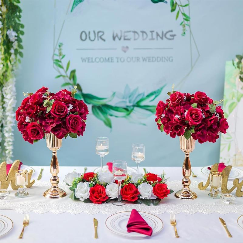 1Pc Floral Arrangements Bouquet Beautiful Centerpiece Table Decorations Road Guide Decor Rose Ball Roman Column Silk Flower