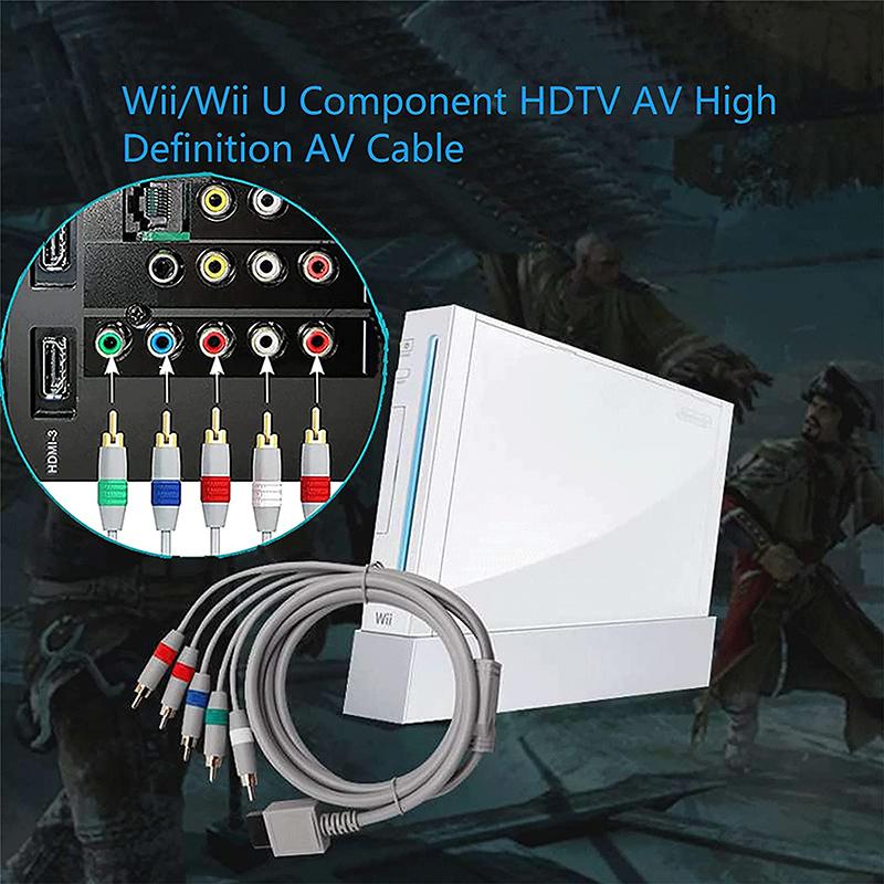 1.8m/6FT Game Cosole Audio Video 5RCA Premium Component AV Cable Compatible with Nintendo Wii/Wii U To HDTV EDTV