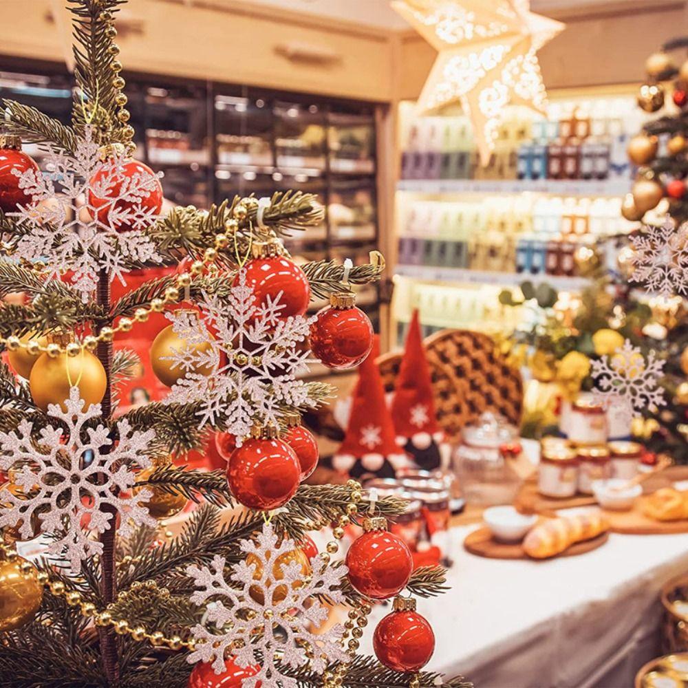 12pcs/set Plastic Christmas Artificial Snowflake XmasTree Hanging Ornament Xmas Gift