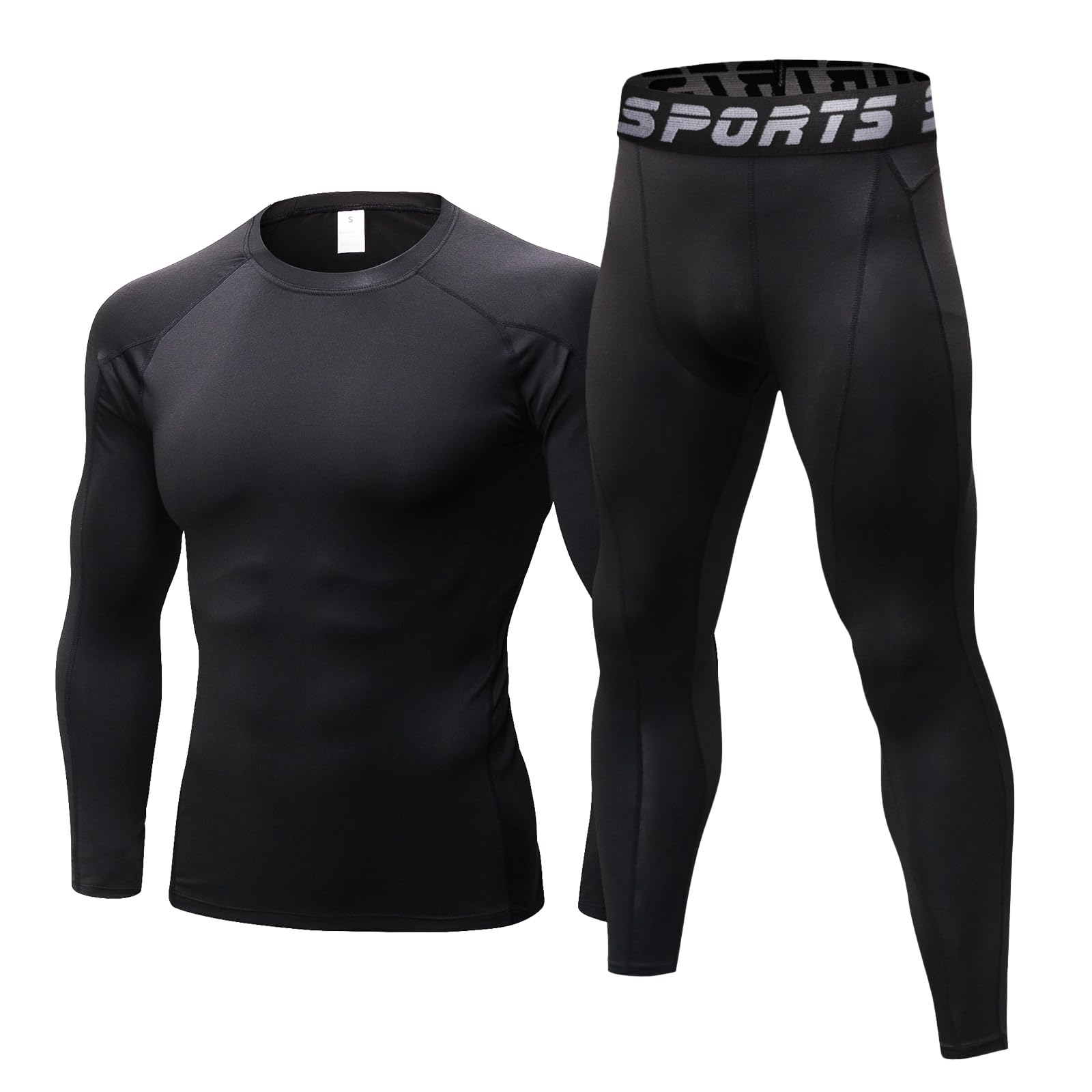 

Compression Wear Top and Bottom Sports Sports Training Sweat Quick Cool [SCHEKNTS] Men s Set, Innerwear, Undershirt, Tights, Wear, Absorbent, Drying, чорний