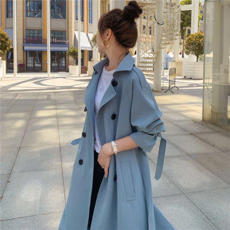 Women's Mid-Length Korean-Style Loose Trench Coat - British Design, Spring & Autumn 2025 Trend