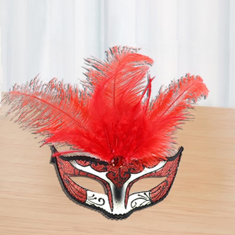 Feathered Masquerade Mask for Women Men Halloween Masquerade Cosplay Mask Half Face Mask Halloween Mask