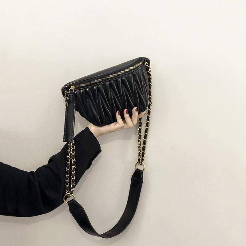 Ielgy Pleated Waist Bag Fashionable All-Match Cross-Body Chest Bag