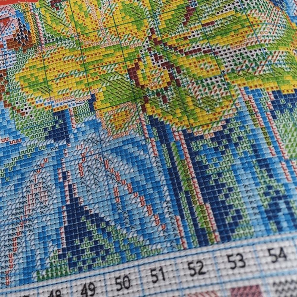 Colorful Floral Pattern DIY Cross Stitch Set  for Living Room Bedroom Wall Decor