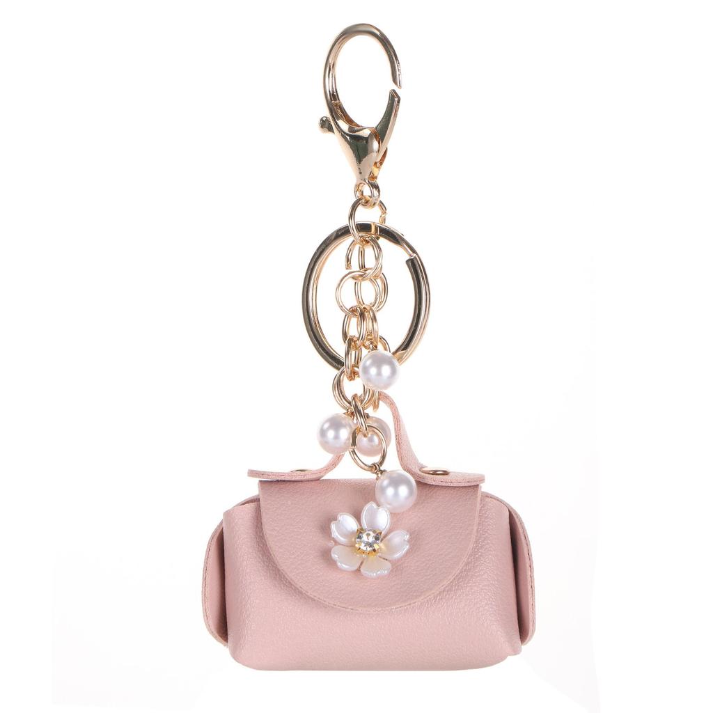 Xiaohongshu Mini Keychain Bag - Cute & Stylish Coin Purse and Korean-Style Leather Car Key Pendant